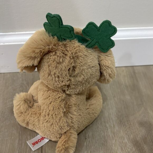 Aurora St. Patrick's Day Golden Lab Stuffed Lucky Shamrock Silky Plush 6" Plus - Picture 5 of 6